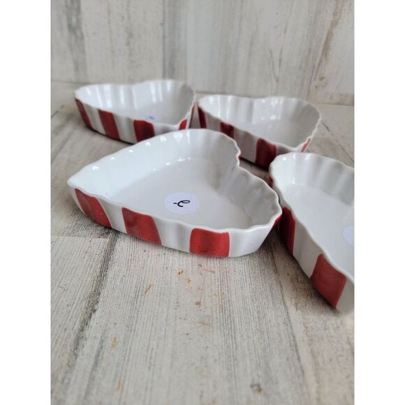 Valentine Pacific Island Creations ceramic heart striped dish set - Picture 5 of 7